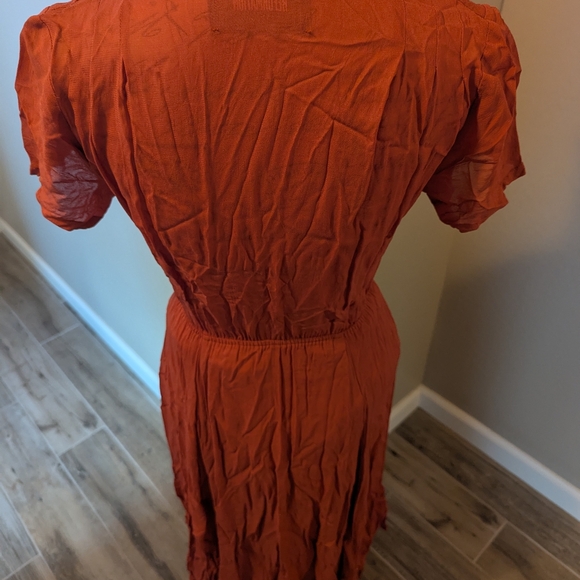 Reformation Midi Elegant Rust Dress Ladies Size Medium Eco-friendly Sustainable - Picture 4 of 4